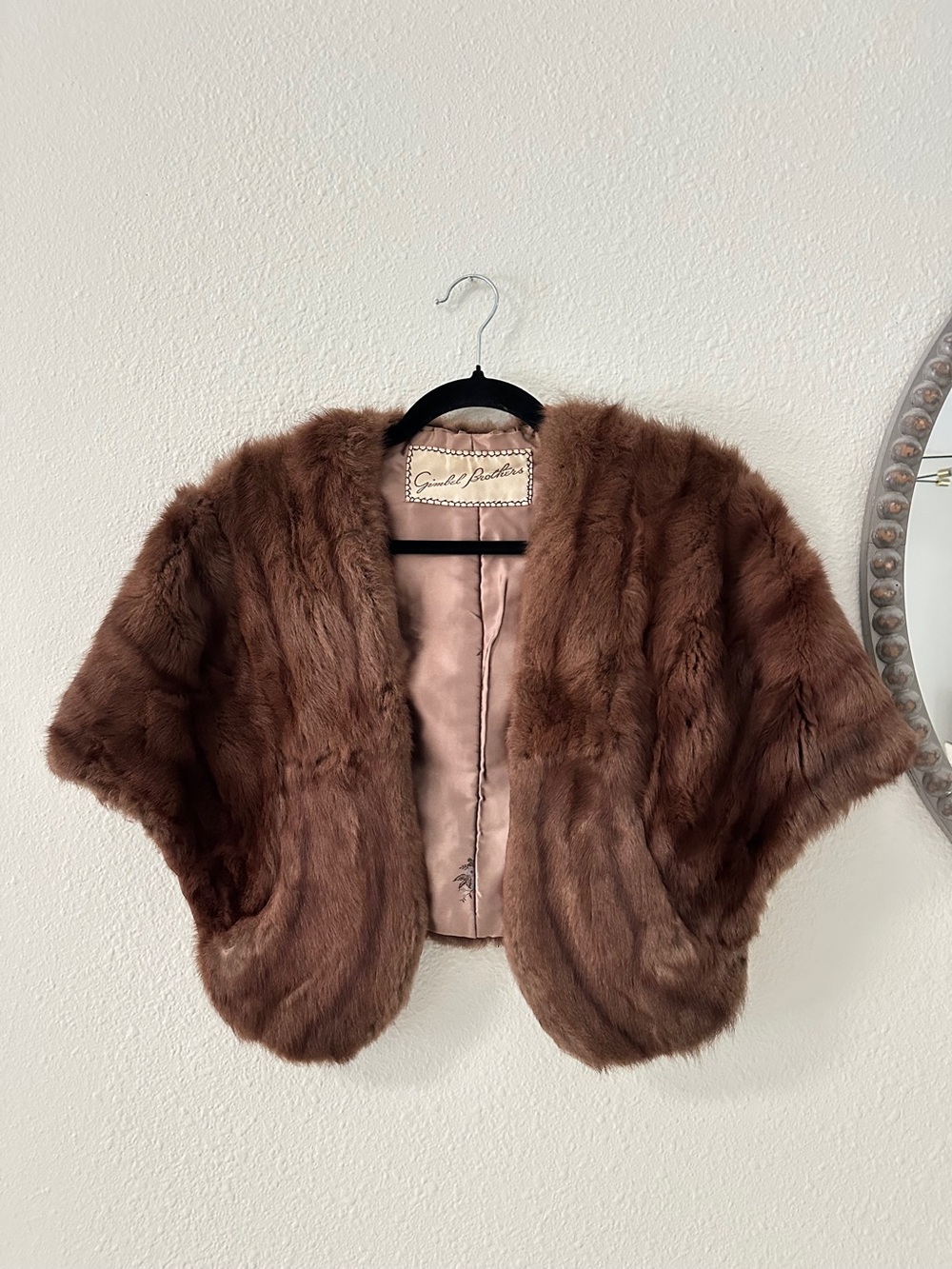 Vintage Gimbel Brothers Brown Mink Fur Shrug Capelet